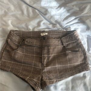Kimchi Blue High Waist Plaid Brown Shorts